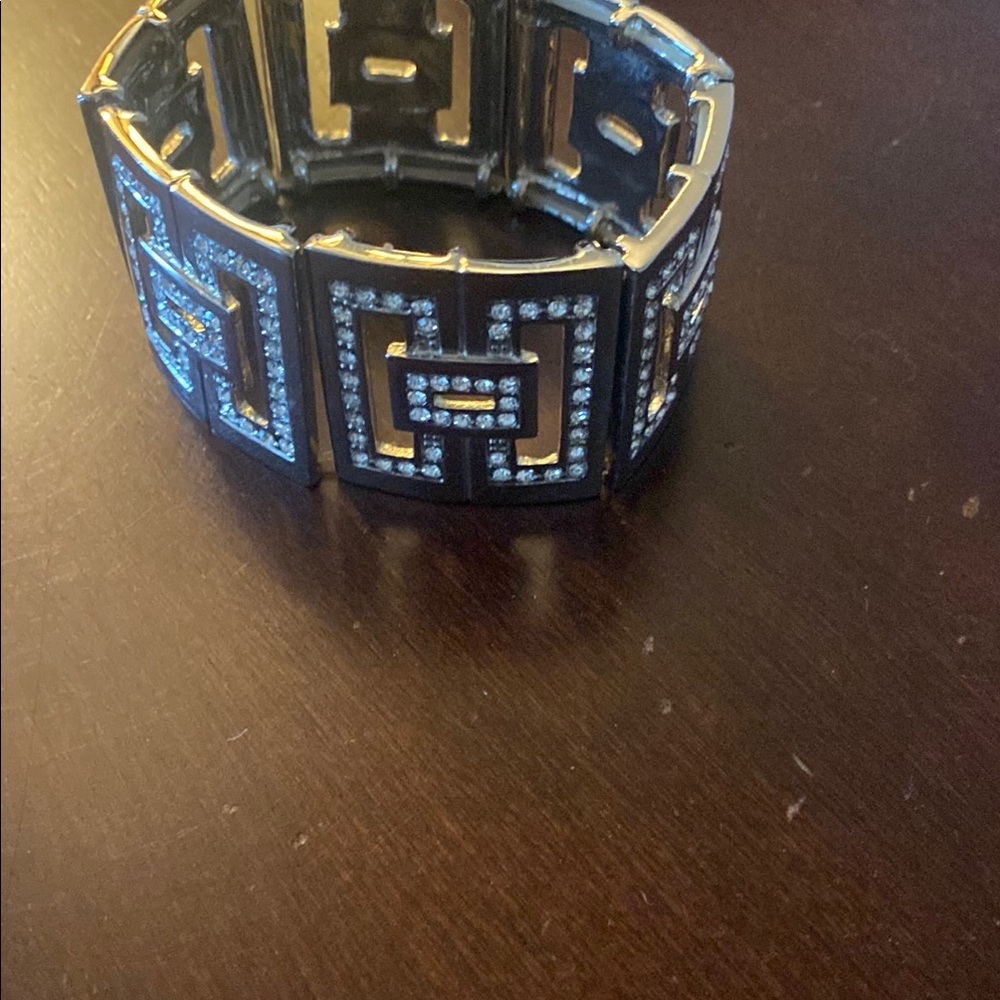 Black and Silver Geometric Wearable Tech Bracelet